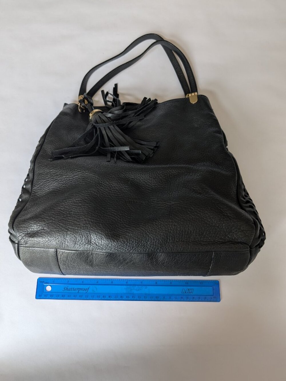 Uterque Large Black Leather Luxury Bag - Picture 9 of 10
